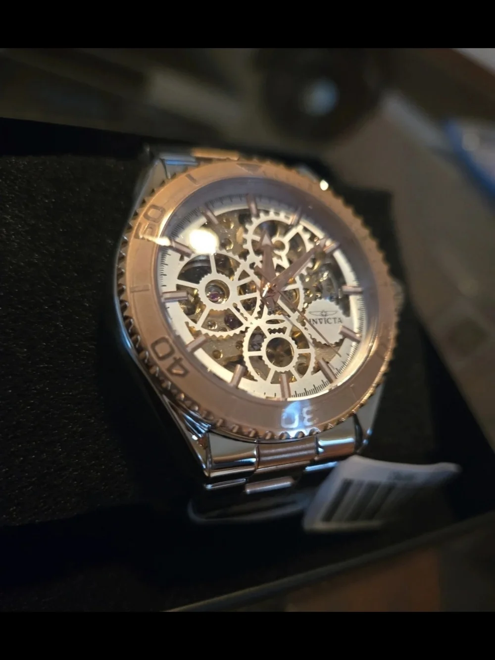 69763 Invicta Objet D'Art Glyph Rose Gold Skeleton Men's Watch Automatic 43mm